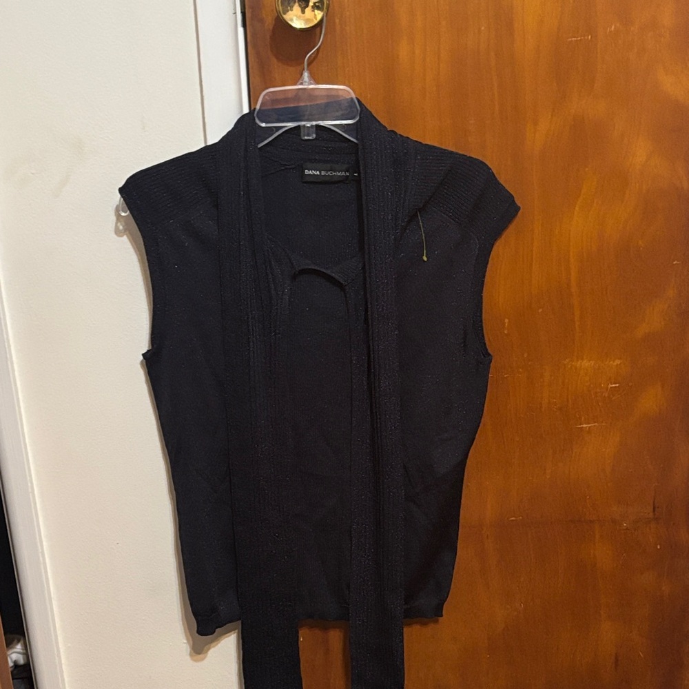 Dana Buchman Black Knit Top with Scarf